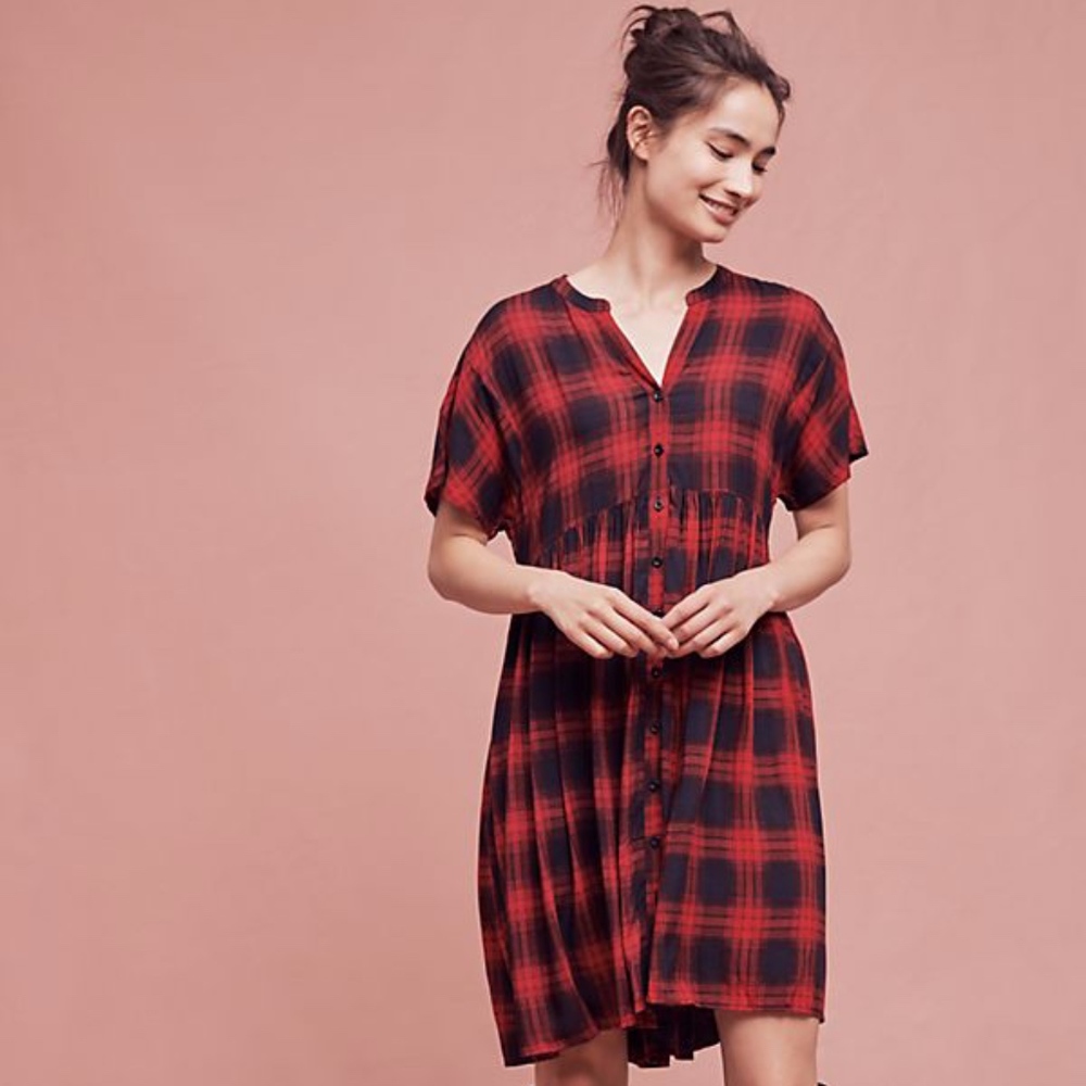 Anthropologie Tylo Mona Plaid Dress